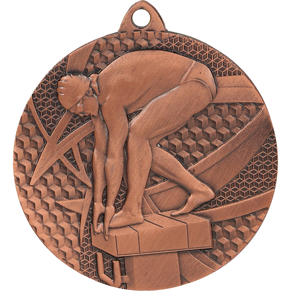 Designová kovová medaile | Plavání Barva: Bronz, Průměr: 5 cm