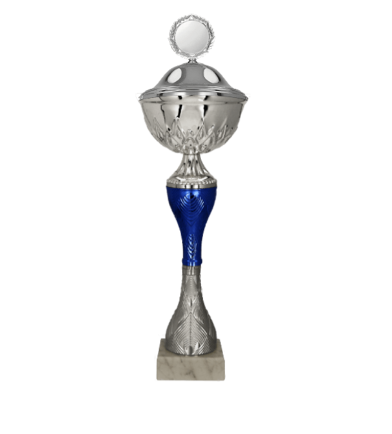 Kovový pohár s poklicí | Stříbrno-modrý Výška: 30 cm, Průměr: 12 cm