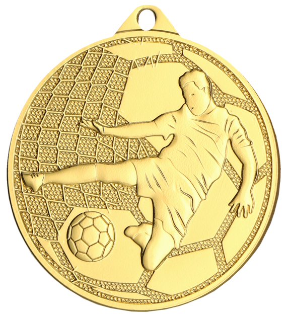 Designová kovová medaile | Fotbal Barva: Zlatá, Průměr: 4,5 cm