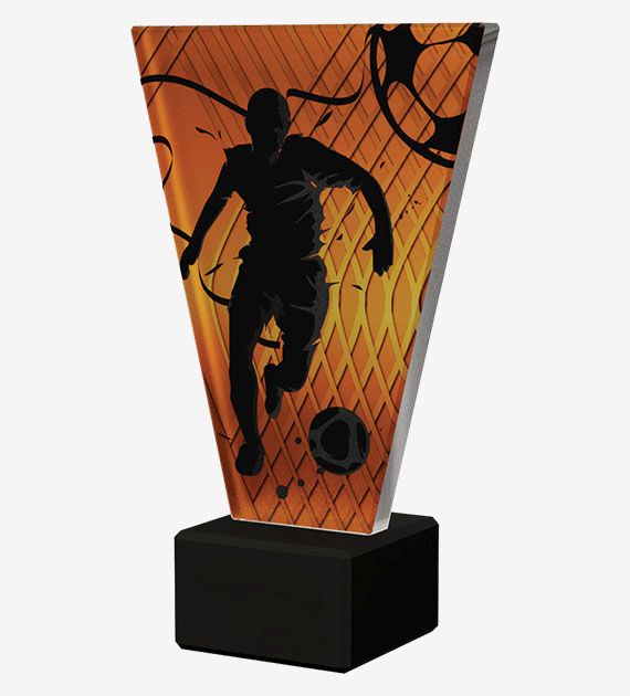 Designová skleněná trofej | Fotbal Výška: 20,5 cm, Průměr: 1 cm