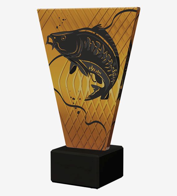 Designová skleněná trofej | Rybaření Výška: 20,5 cm, Průměr: 1 cm