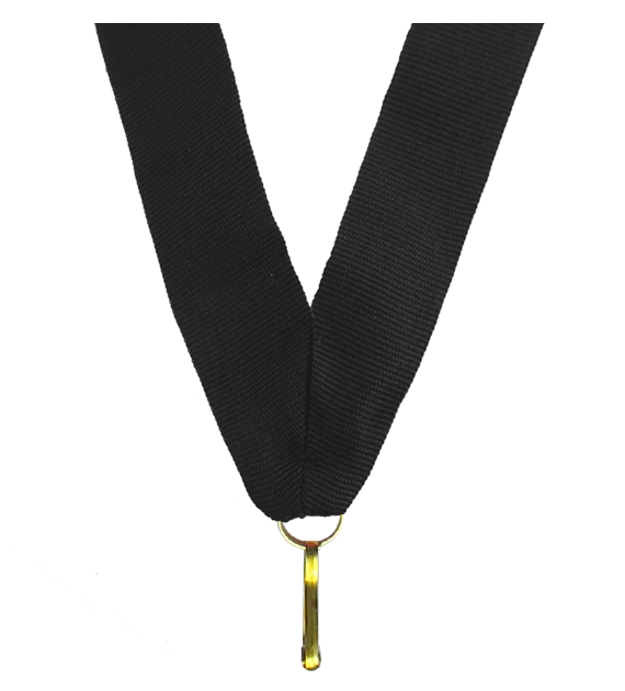 Barevná stuha s karabinkou 22 mm | Černá