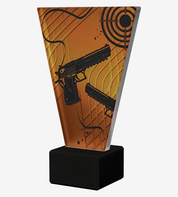 Designový skleněná trofej | Střelba Výška: 17,5 cm, Průměr: 1 cm