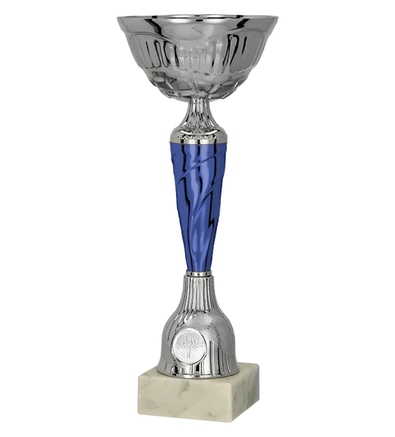 Kovový pohár | Stříbrno-modrý Výška: 23 cm, Průměr: 8 cm