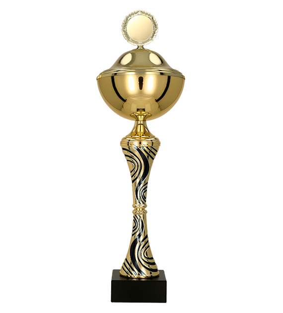 Kovový pohár s poklicí | Zlato-černý Výška: 38 cm, Průměr: 14 cm