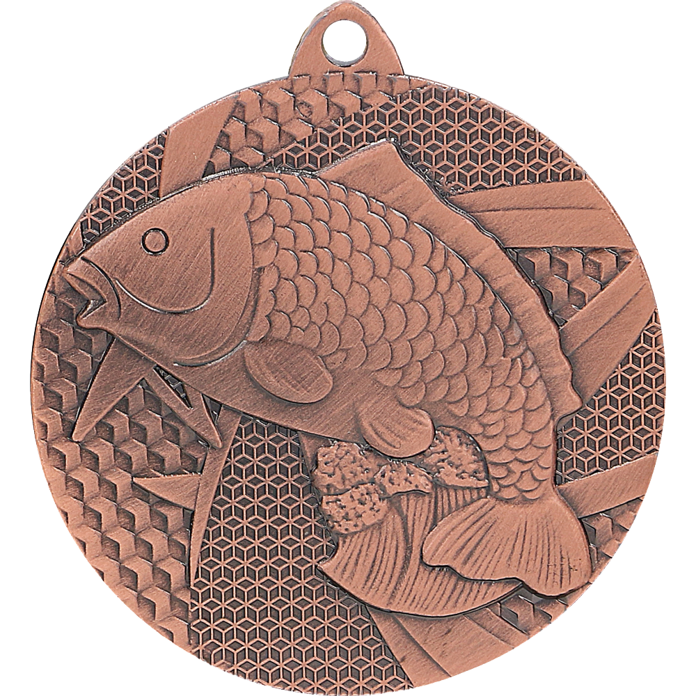 Designová kovová medaile | Rybaření Barva: Bronz, Průměr: 5 cm