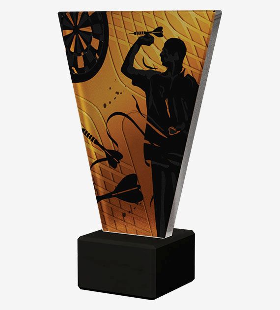 Designová skleněná trofej | Šipky Výška: 20,5 cm, Průměr: 1 cm