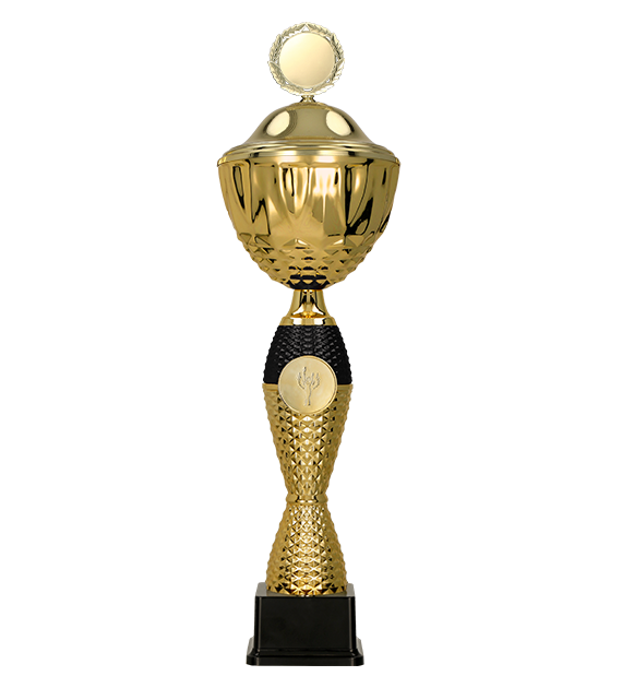 Kovový pohár s poklicí | Zlato-černý Výška: 22 cm, Průměr: 8 cm