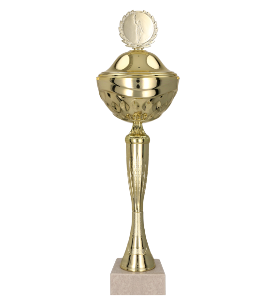 Kovový pohár s poklicí | Zlatý Výška: 31,5 cm, Průměr: 12 cm