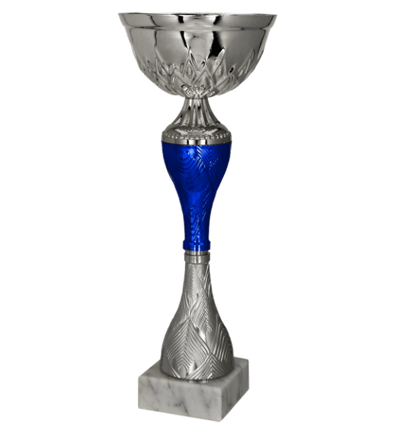 Kovový pohár | Stříbrno-modrý Výška: 30 cm, Průměr: 12 cm