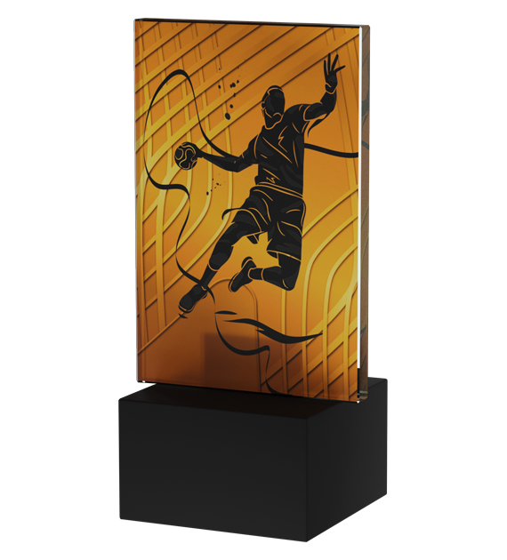 Designová skleněná trofej | Házená Výška: 12 cm, Průměr: 0,6 cm