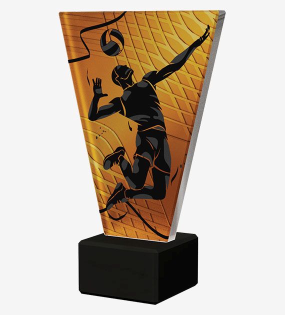Designová skleněná trofej | Volejbal Výška: 15 cm, Průměr: 1 cm