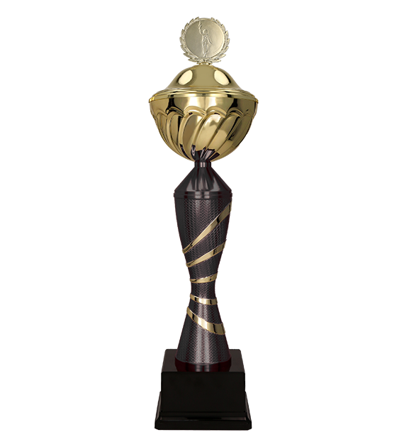 Kovový pohár s poklicí | Zlato-černý Výška: 32,5 cm, Průměr: 12 cm