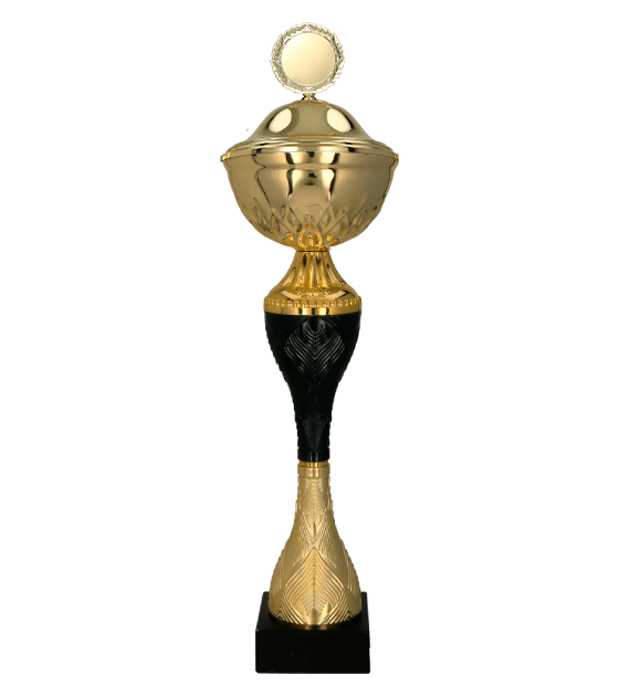 Kovový pohár s poklicí | Zlato-černý Výška: 23 cm, Průměr: 8 cm