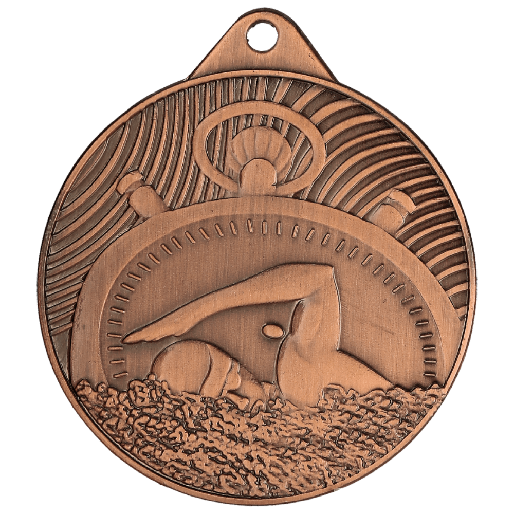 Designová kovová medaile | Plavání Barva: Bronz, Průměr: 5 cm
