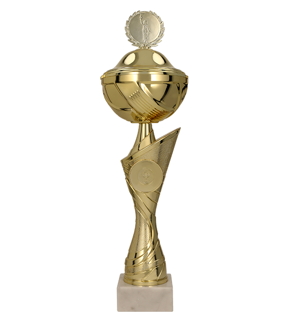 Kovový pohár s poklicí | Zlatý Výška: 37 cm, Průměr: 14 cm