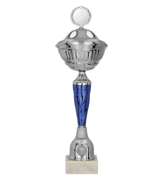 Kovový pohár s poklicí | Stříbrno-modrý Výška: 21 cm, Průměr: 8 cm
