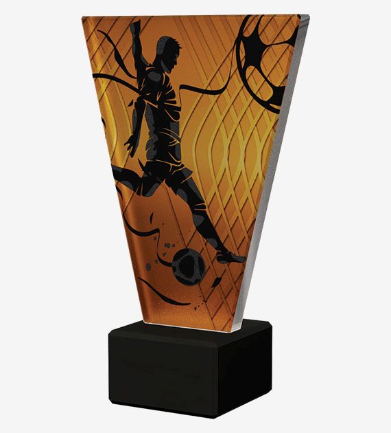 Designová skleněná trofej | Fotbal Výška: 20,5 cm, Průměr: 1 cm