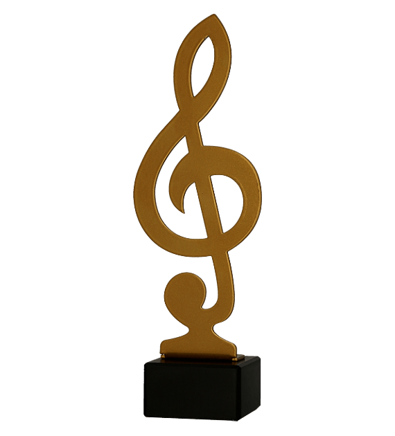 Zlatá kovová trofej | Houslový klíč