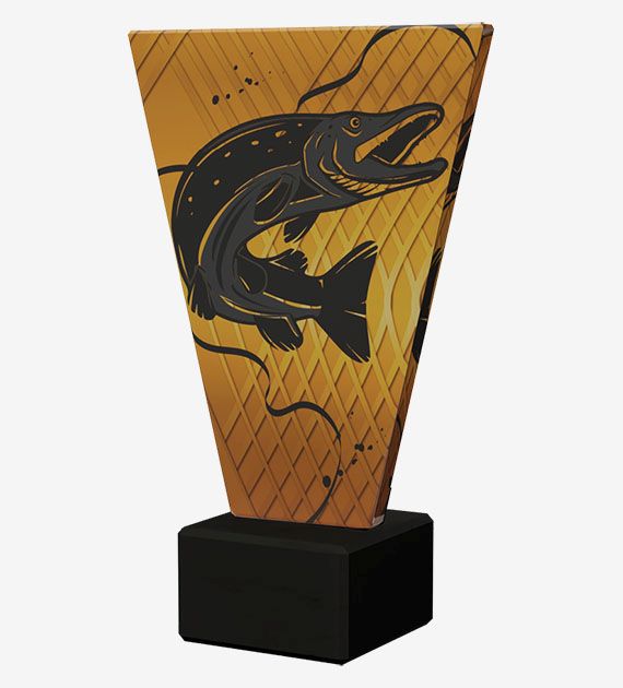 Designová skleněná trofej | Rybaření Výška: 15 cm, Průměr: 1 cm