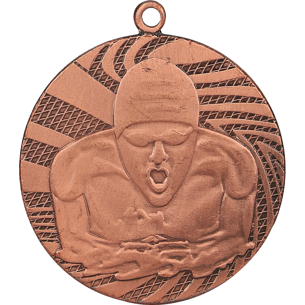 Designová kovová medaile | Plavání Barva: Bronz, Průměr: 4 cm