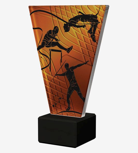Designová skleněná trofej | Atletika Výška: 15 cm, Průměr: 1 cm
