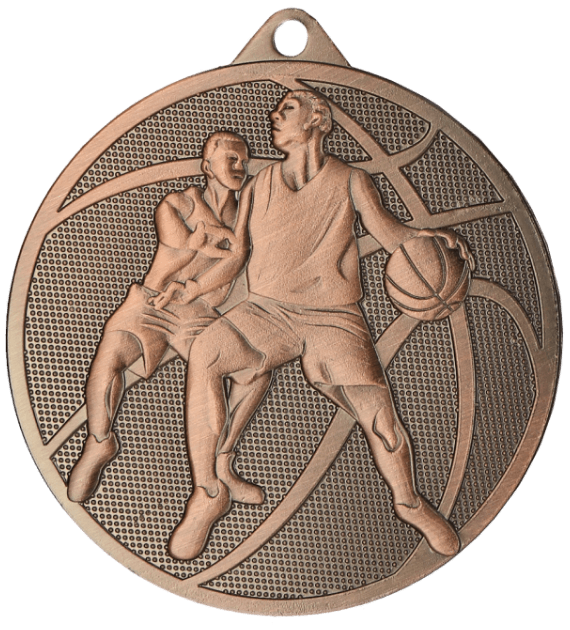 Designová kovová medaile | Basketbal Barva: Bronz, Průměr: 5 cm