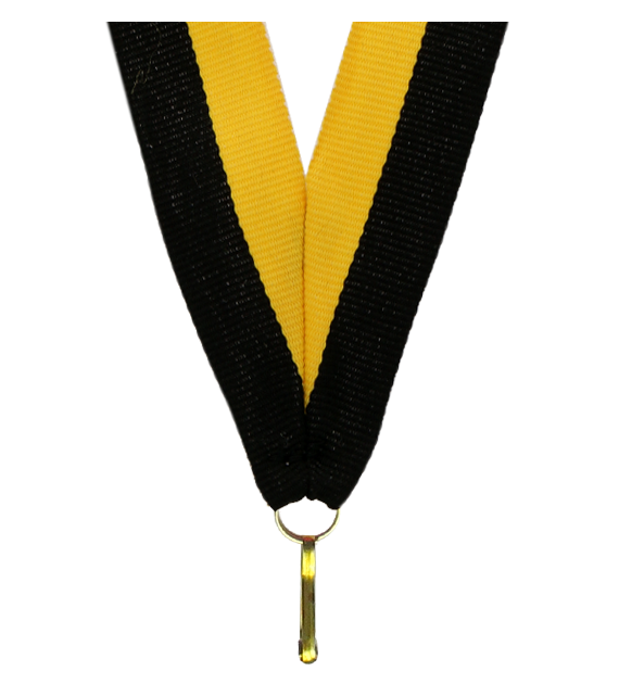 Barevná stuha s karabinkou 22 mm | Žlutá, Černá
