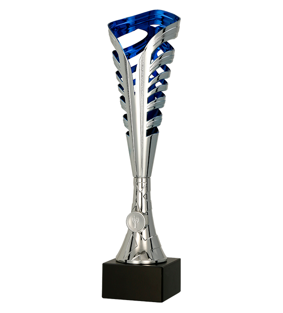 Plastová trofej | Stříbrno-modrá Výška: 35,5 cm
