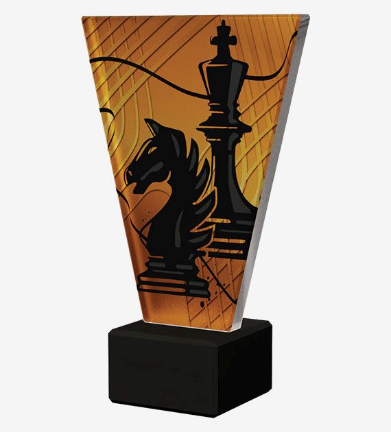 Designová skleněná trofej | Šachy Výška: 15 cm, Průměr: 1 cm