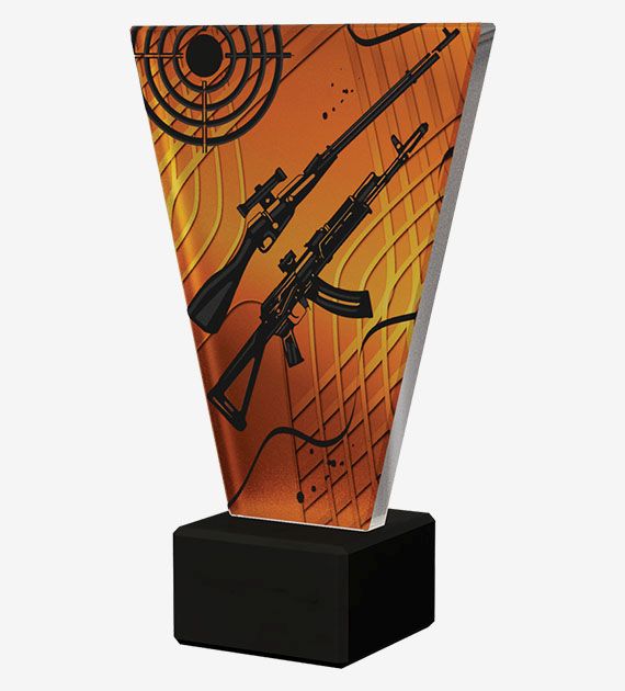 Designová skleněná trofej | Střelba Výška: 20,5 cm, Průměr: 1 cm