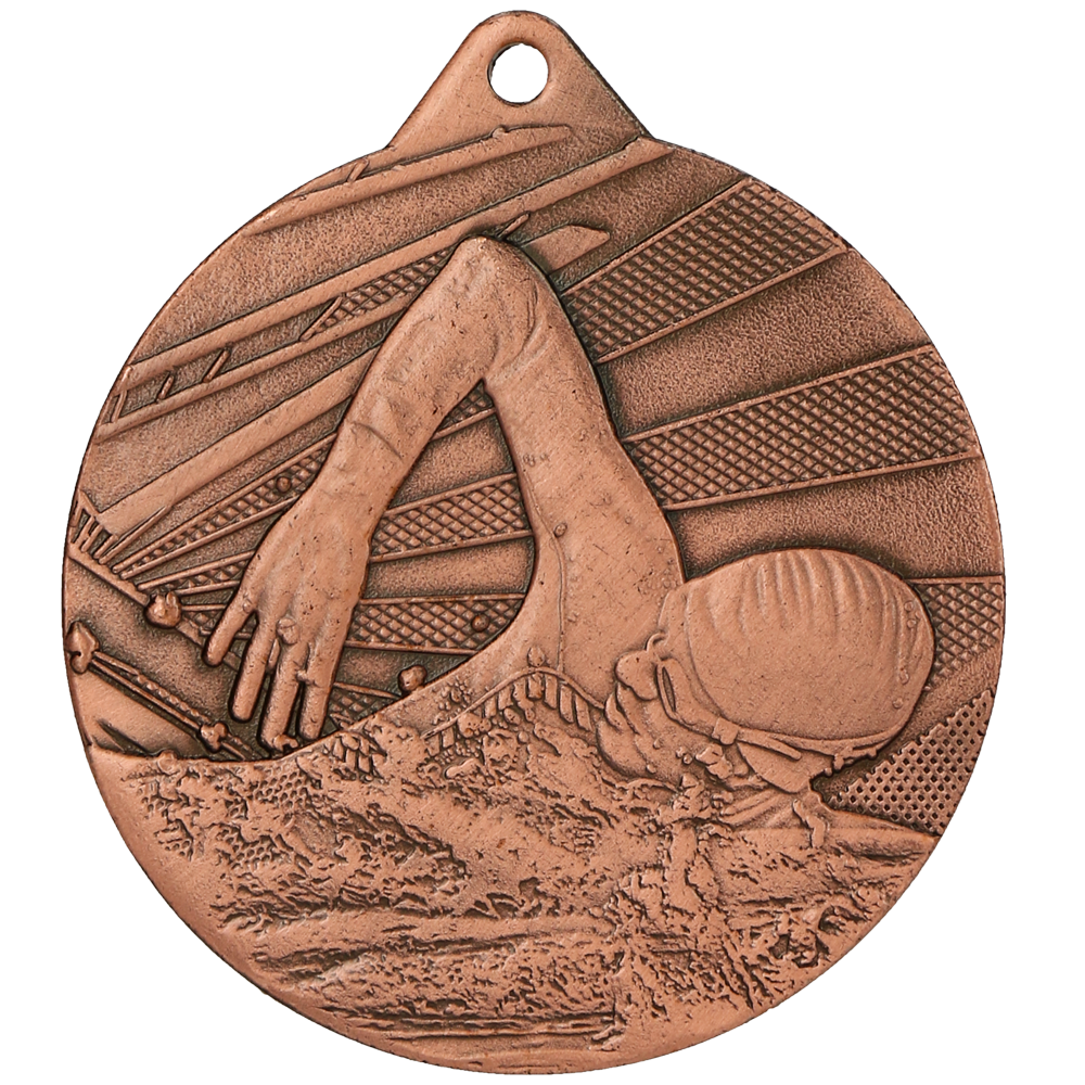 Designová kovová medaile | Plavání Barva: Bronz, Průměr: 5 cm