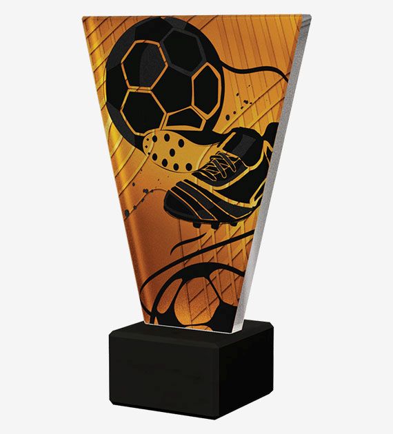 Designová skleněná trofej | Fotbal Výška: 20,5 cm, Průměr: 1 cm