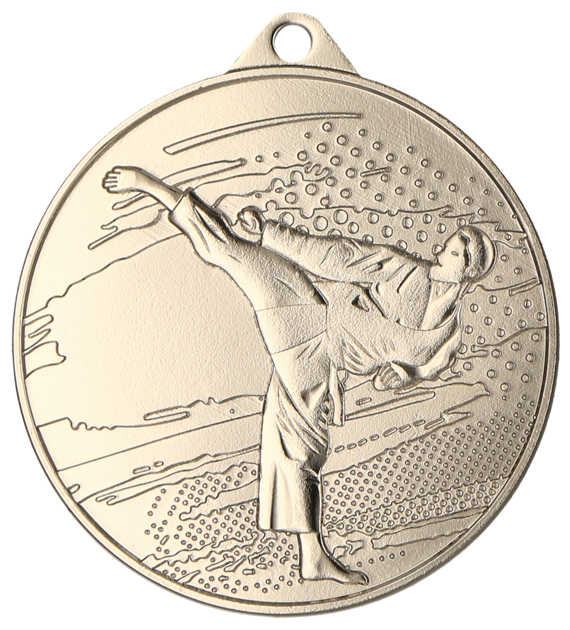 Designová kovová medaile | Karate Barva: Stříbro, Průměr: 4,5 cm