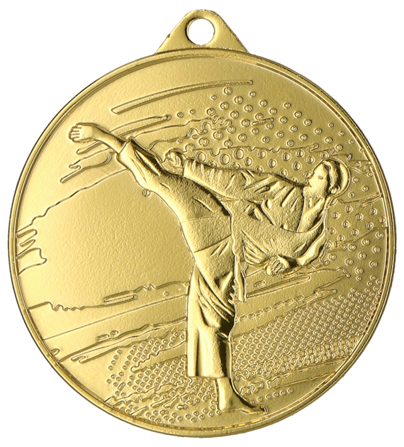 Designová kovová medaile | Karate Barva: Zlatá, Průměr: 4,5 cm