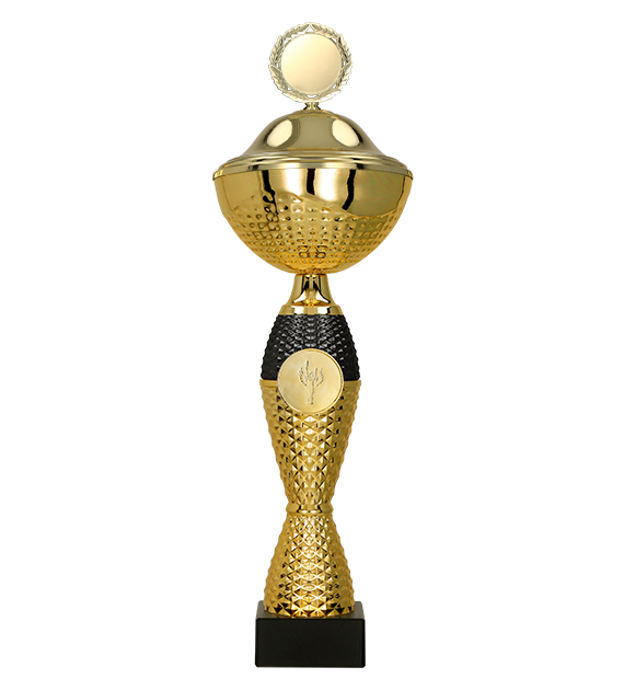 Kovový pohár s poklicí | Zlato-černý Výška: 18 cm, Průměr: 8 cm