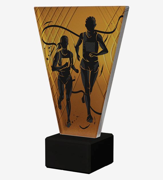 Designová skleněná trofej | Běh Výška: 15 cm, Průměr: 1 cm