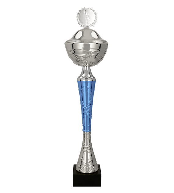Kovový pohár s poklicí | Stříbrno-modrý Výška: 46,5 cm, Průměr: 16 cm