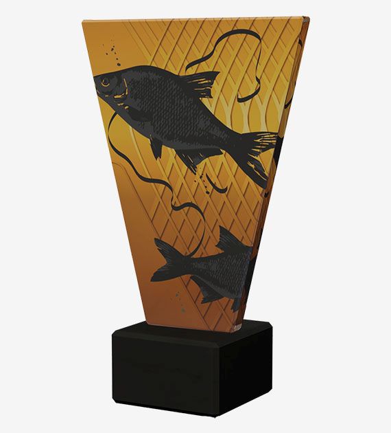 Designová skleněná trofej | Rybaření Výška: 17,5 cm, Průměr: 1 cm