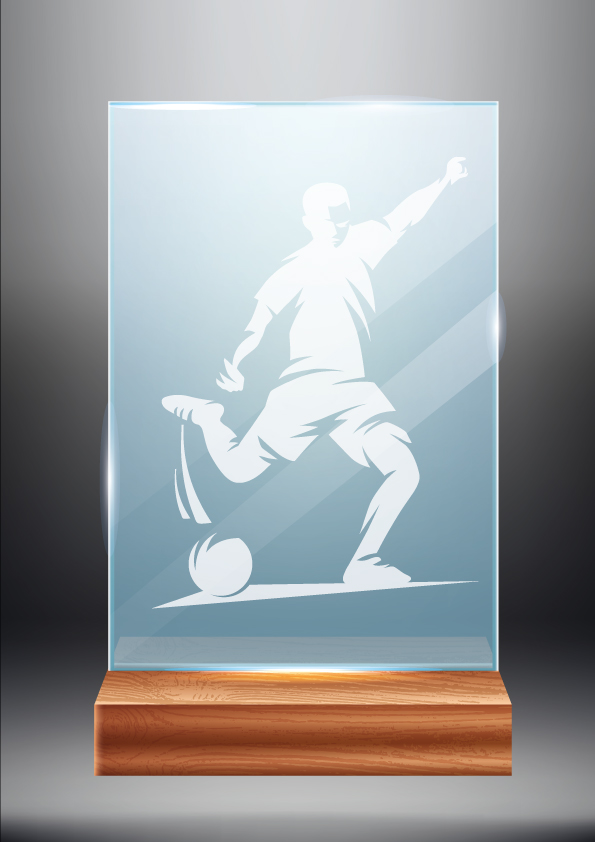 Světle modrá skleněná trofej | Fotbal