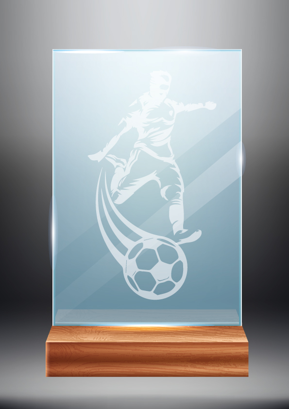 Světle modrá skleněná trofej | Fotbal
