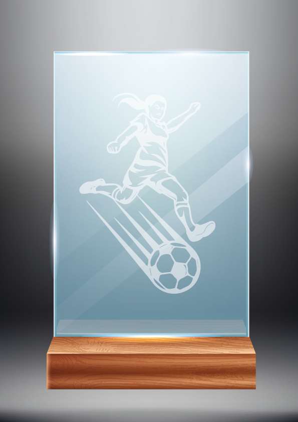 Světle modrá skleněná trofej | Fotbal