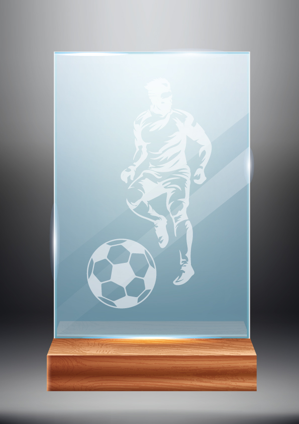 Světle modrá skleněná trofej | Fotbal