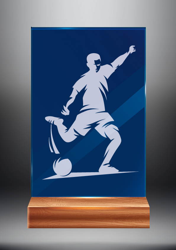 Tmavě modrá skleněná trofej | Fotbal
