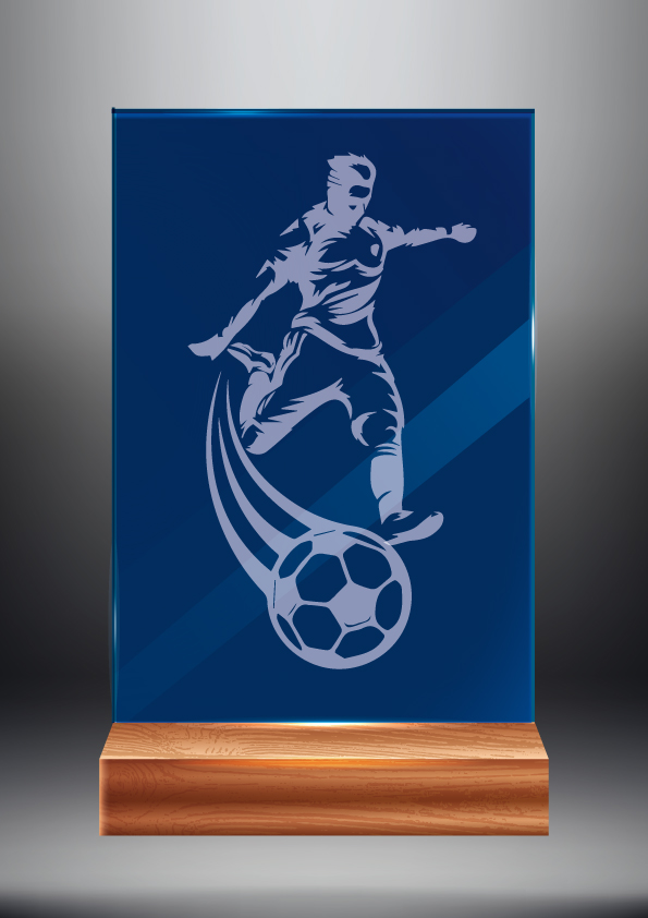 Tmavě modrá skleněná trofej | Fotbal