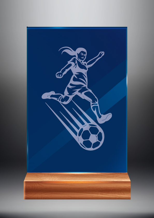 Tmavě modrá skleněná trofej | Fotbal