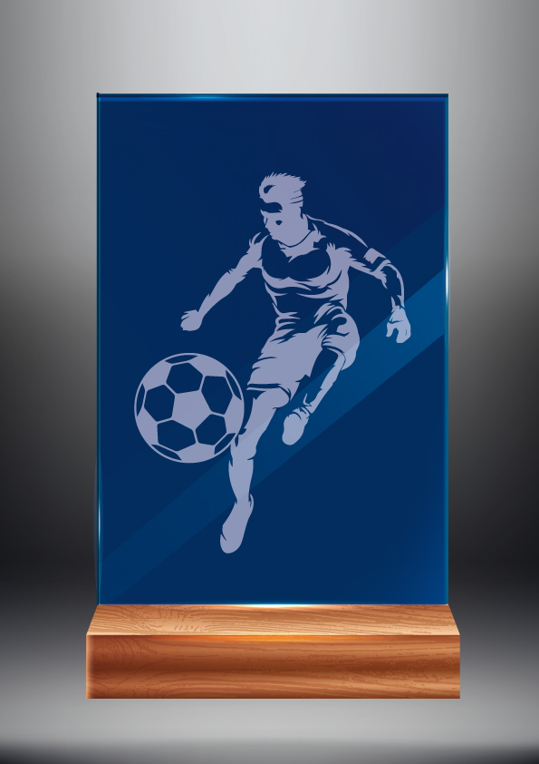 Tmavě modrá skleněná trofej | Fotbal