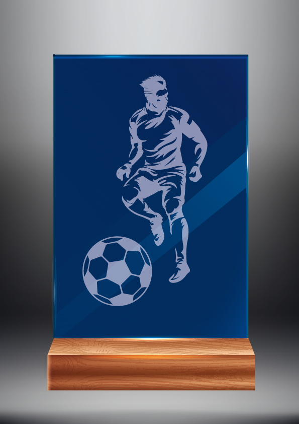 Tmavě modrá skleněná trofej | Fotbal
