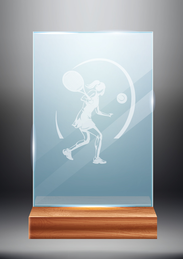 Světle modrá skleněná trofej | Tenis