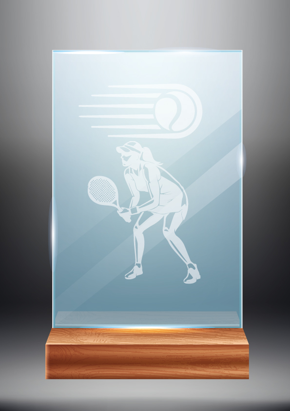 Světle modrá skleněná trofej | Tenis